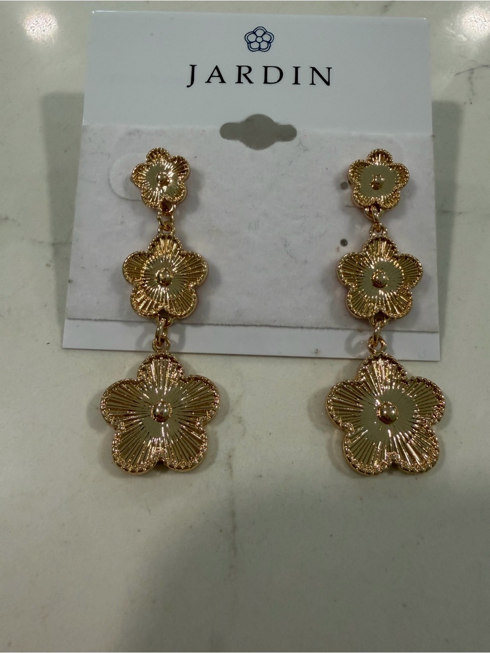 Jardin Gold Floral Triple-Drop Earrings